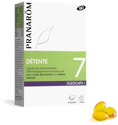 PRANARÔM - Oléocaps 7 - Détente - Aux Huiles Essentielles Ciblées - Mandarine, Lavande Vraie & Carvi - 100% Naturelle Et Bio - HECT - 30 Capsules Prédosées