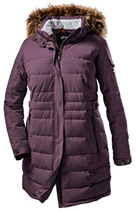 STOY dam Wmn Quilted Prk A Parkas i dunlook med avtagbar huva – stora storlekar