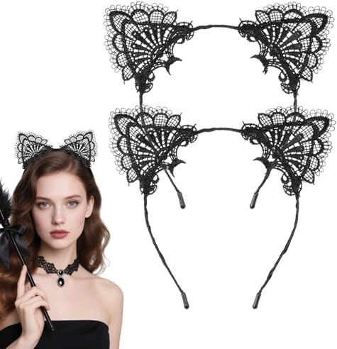 Balloome Schwarzes Katzenohren-Stirnband, Frauenohren-Kostüm, weiche Kätzchen-Ohren, Stirnband, 2 Stück, für Cosplay, Halloween, Weihnachten, Party, tägliche Dekoration