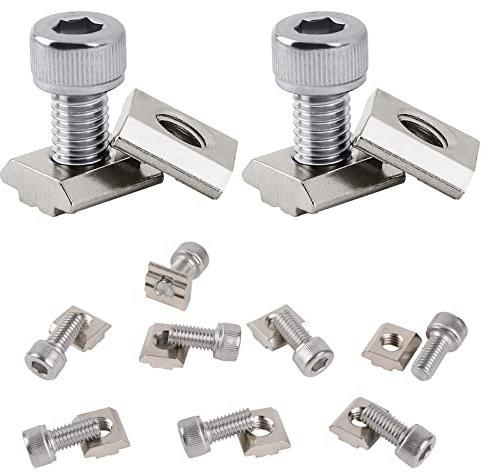 20 Stück Nutensteine M8 Kits T-Nut Schiene mit Schrauben Schiebemuttern M8 Kohlenstoffstahl M8 T Nutenstein Set für Aluminiumprofil-Extrusionsschlitz 30 Serie
