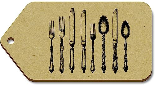 10 x Large 'Cutlery' Wooden Gift Tags (TG00116993)