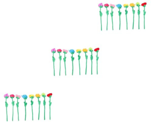 BESTonZON 24 STK Plüschrose kunstpflanze hochzeitsdeko Filzblumen mit Stielen Plüschblumenkinder Geschenke künstliche Blumen Partydekoration Hausblumenstraußverzierung romantisch Knospe Ramo