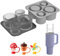 Eiswürfelform Silikon für Stanley Becher mit 3 Pcs Strohhalm Abdeckung für Stanley Cup Zubehör, 4 Fach Eiswürfelbehälter für Stanley Cup, Silikon Eiswürfelform mit Deckel für 30/40 Oz Becher (Grau)