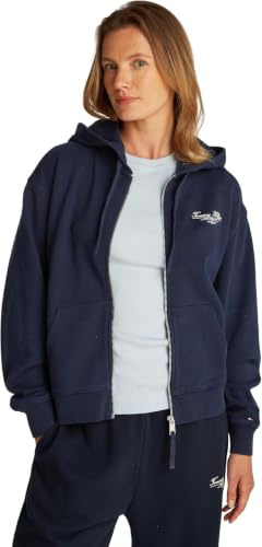 Tommy Hilfiger Damen Sweatshirt mit Reißverschluss Script Zip mit Kapuze