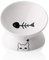 Ceramic Raised Cat Bowls, Slanted Cat Dish Food or Water Bowls, Elevated Porcelain Pet Feeder Bowl Protect Cat's Spine, Stress Free, 140ml, Backflow Prevention (White)