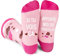 DPKOW Chaussettes Femme, Idee Cadeau Femme Original Utile, Chaussettes Coton Humour, Femme Cadeaux d'Anniversaire Noël Saint-Valentin Chaussettes SI TU VOIS ÇA APORETE MOI DU CHOCOLAT, Rose