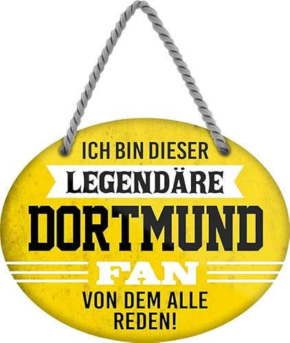 schilderkreis24 – Fußballschild Deko Garage Artikel Sport Verein Geschenkidee Club Weihnachten Fußball Fan Liebhaber Begeisterte 18x12 cm (Ich bin dieser legendäre Dortmund Fan)