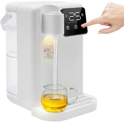 Dispensador de agua potable, dispensador de agua caliente con pantalla LED y filtro de agua mineral para agua caliente rápida, 3 segundos, tiempo de calentamiento, depósito de agua de 3 l, para