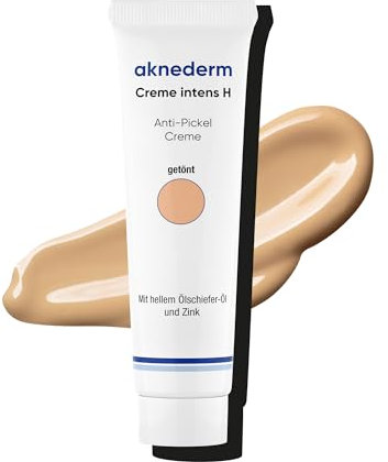 aknederm Creme intens H 30g - Anti-Pickel Creme mit Ölschiefer-Öl und Zink, hautgetönte Intensiv-Pflege zur punktuellen Behandlung bei akuten stark ausgeprägten Hautunreinheiten, getönte Gesichtscreme