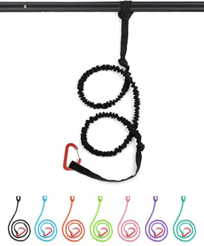 Abahub 1PCS Paddel Leash Kajak Paddel Leine Sicherungsleine Elastischer Sicherheitsseil mit Karabinerhaken für SUP Kajakfahren Bootfahren Kanufahren Kajakpaddel Zubehör 150-210cm Schwarz