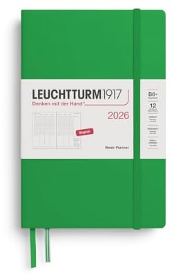 LEUCHTTURM1917 372768 Wochenplaner Paperback (B6+) 2026, Spring Leaf, Englisch