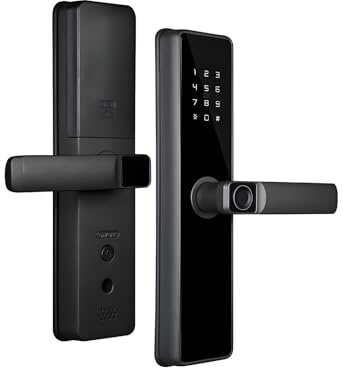 BOGJFC Cerradura Inteligente ZigBee 3.0 Interior Huella Contraseña Tarjeta Desbloqueo Remoto Aluminio Negro Para Puertas 35 A 60mm Tenon Insert 5050 22x147mm