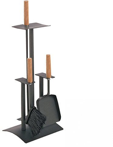 raik 21.02.347.2 Kaminbesteck, 3-teilig, anthrazit beschichtet, Buchengriffe, 64cm
