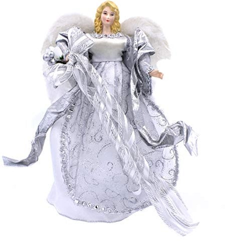 The Christmas Workshop 83960 Angel Christmas Tree Topper / 12” Tall / Silver Coloured / Indoor Christmas Decoration