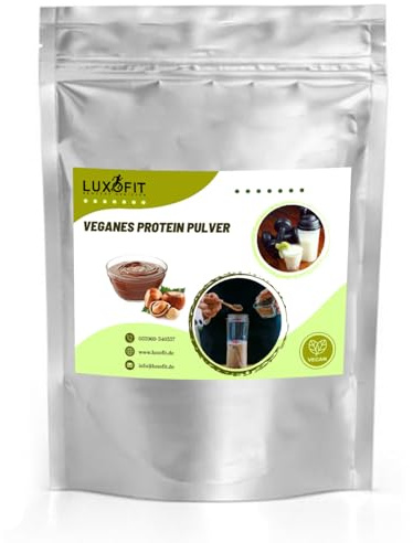 Nuss Nougat Creme Geschmack Proteinpulver Vegan mit 90% reinem Protein Eiweiß L-Carnitin angereichert für Proteinshakes Eiweißshakes Aspartamfrei (1 kg)