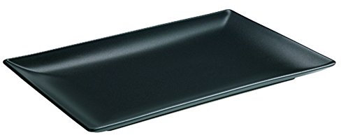 Visiodirect Lot DE 6 Assiettes RECTANGULAIRES Noires Kuro Porcelaine L250 x lg150 x H20 mm