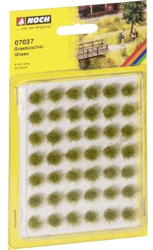 NOCH® Grasbüschel Mini-Set „Wiese“, mit grüner Gras-Dekoration, 42 Stück für Modelleisenbahn und DIY