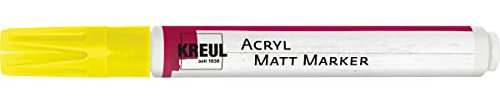 KREUL 46232 - Acryl Matt Marker Medium, mit Rundspitze ca. 2 - 4 mm, gelb, matte, permanente Acrylfarbe auf Wasserbasis, für filigrane Akzente