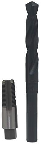 Drill America Ensemble de tarauds et forets NPT série POU 3/8 en acier carbone NPT et foret HSS 37/64 avec tige 1/2 dans étui en plastique