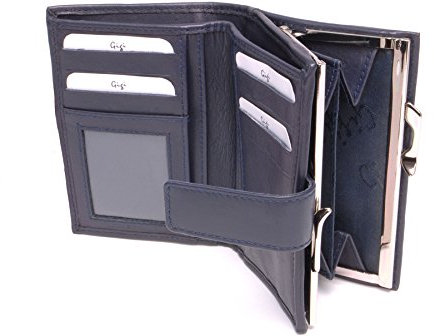 Gigi - Damen Leder Geldbörse - Geldbeutel/Portemonnaie Mittelgroß - 8 Kartenfächer und Münzfach - Geschenkbox - Othello 4244 - Marine Blau