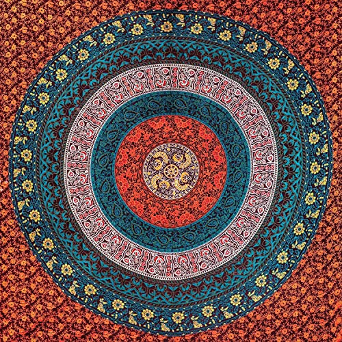 Aga's Own Mandala Tapisserie – Psychedelic Wall Art Hanging – Überwurf aus Baumwolle Tapisserie für Wohnzimmer, Schlafzimmer Home – ästhetisches Wandtuch für den Strand oder zu Hause (TD_03_Weinrot)