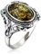 HolidayGiftShops Sterling Silber und baltisch grüner Bernstein Ring Georgine Größe: 11,5