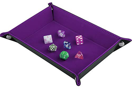 SIQUK Würfelteller Klapp Rechteck PU Leder und Dunkelviolett Velvet Würfelbretter für Dungeons und Dragons RPG Würfel Gaming D & D und andere Tischspiele