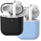 Molylove Compatibile con AirPods 2 Custodia in Silicone, 2X Case per Airpods Custodia Cover Custodia protettiva in silicone antiurto [Supporto ricarica wireless] (AirPods 2, Nero+Cielo blu)
