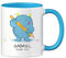 LOOXIS Mug personnalisée pour enfants avec nom, texte et motif - 325ml, céramique, différentes couleurs - Idée cadeau garçon, fille, rentrée scolaire, maternelle - Bleu, Monstre