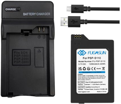 1 Stück 1200mAh PSP-S110 Akku PSP S110 Akku mit Ladegerät für Playstation PSP2000 PSP2001 PSP2003 PSP2004 PSP3000 PSP3001 PSP3003 PSP3004