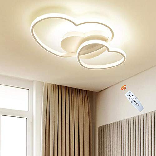 LED Deckenleuchte Herzförmige Design Modern Schlafzimmerlampe Dimmbar Deckenlampe Metall Acryl Kreativ Kronleuchter Küche Esszimmer Wohnzimmer Kinderzimmer Deckenlicht Weiß,50cm