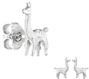 GLOWYBOX LAMA OHRSTECKER Silber nickelfrei handmade Schmuck aus Deutschland, Kinderschmuck Geschenk Frau Silberschmuck Alpaka Ohrringe 925 Silber Stecker Kind Geburtstagsgeschenk originell
