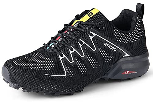 KUXUAN Men's Peloton Cycling Shoes, Road Bike Shoes, Breathable, Black, 44 EU