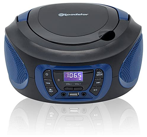Radio portatile stereo FM + CD - MP3 player e ingresso USB blu