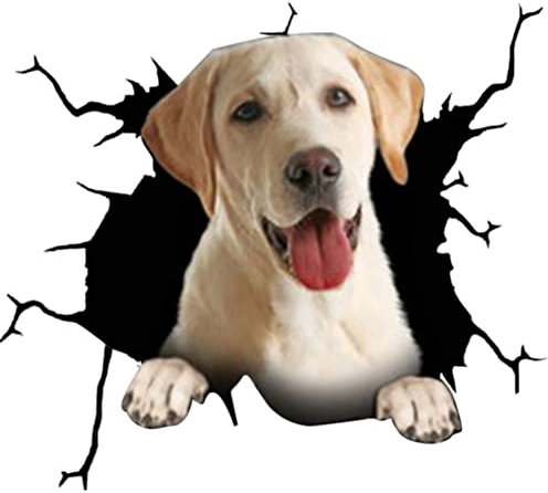 4er Set 3D Hund Aufkleber Autoaufkleber, Lustiger Hund im Riss Vinyl Wandaufkleber, Auto Dekoration Für Autofenster Stoßfänger, Lustige Deko Styling Süß Decal Heckscheibendekor