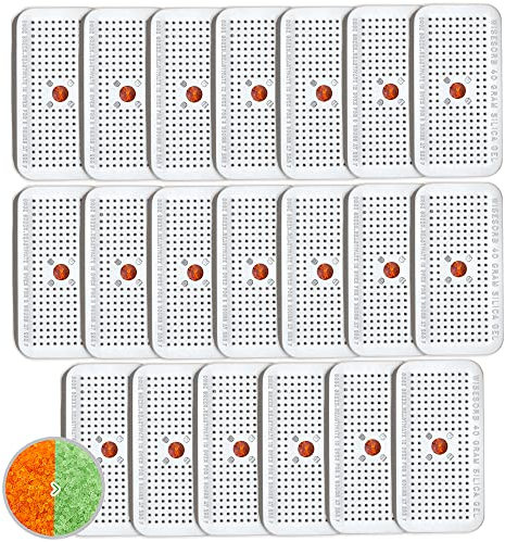Wisesorb 40 Gram Silica Gel Canister, 20 Packs Silica Gel Desiccant Canister (Orange to Green), Reusable Desiccant Dehumidifier