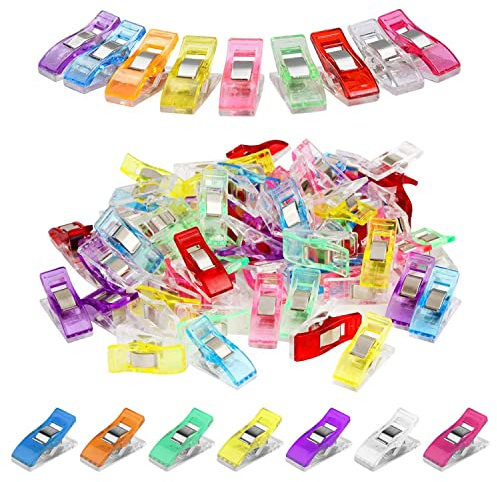 Trimming Shop 50pcs Plastic Sewing Clips for Quilting Crafting, Multicolour | Multipurpose Clips for Dressmaking, Fabric Clips Coloured Binding Clips for Sewing, Suitable for Hanging Objects