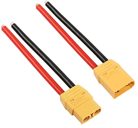 YACSEJAO XT90U Stecker & Buchse 1 Paar 10AWG XT90U Stecker männlich und weiblich Stecker Pigtail für RC Lipo Akku FPV Renndrohne