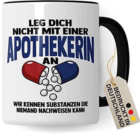 Apothekerin Tasse Kaffeetasse lustig Apotheke Kaffee-Becher Humor Pharmazie Pharmazeutin Geschenk Geschenkidee Kollegin Witz Meme Pharma