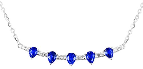 Beydodo Halskette 750 Weißgold Damen, Weißgold Kette 50CM Anhänger mit Tropfen Saphir 0.95ct Halskette mit Diamant Weißgold Charms