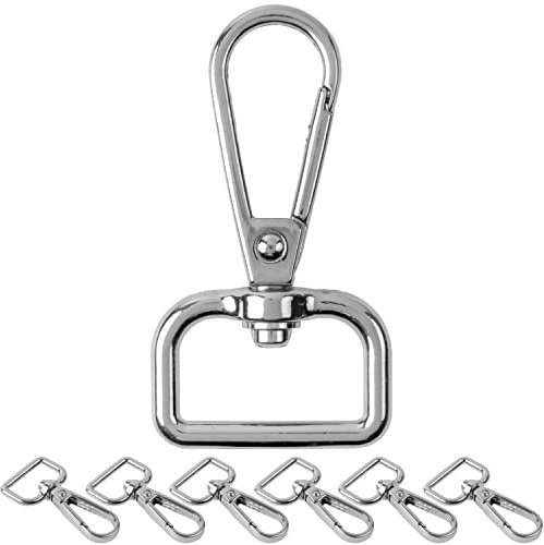 Moschettone con chiusura girevole, 6 pezzi, anello a D da 20 mm con gancio a moschettone, moschettone da tasca anello ad occhiello girevole a 360°