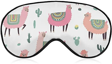 Schlafmaske, Lama, Alpaka, Kaktus, Schlafaugenmaske, Augenbinde mit verstellbarem Riemen, Sommerpflanze, weiche Augenabdeckung zum Ausblenden von Lichtern