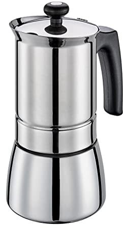 Espressokocher TOSCA 6 Tassen Kaffeebereiter Mokkakanne Induktion Silber cilio