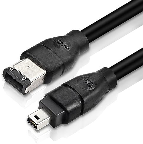 MEIRIYFA Firewire IEEE 1394 6 broches mâle à 4 broches mâle câble, Firewire 400 à 400 4 broches à 6 broches haute vitesse 400 Mbps pour imprimantes, scanners (1,8m, Noir)