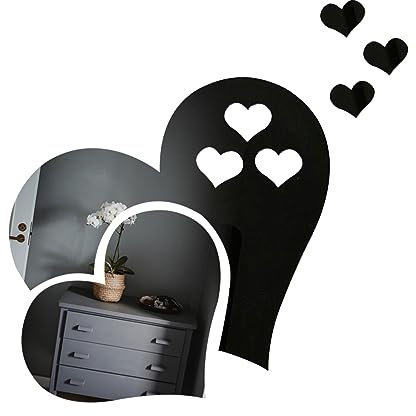 Ensemble de 2 Miroirs de Décoration Murale Antidéflagrants en Acrylique Adhésif - Idéal pour Décoration Murale sans Salle de Bain, Salon et Chambre (Noir)