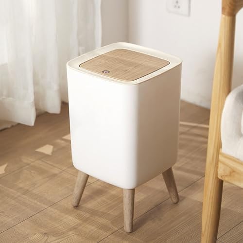 U2PICK Mini Trash Bin with Lid, 10 Liter Garbage Bin, Modern Waste Bin with Legs, Plastic Trash Can Suitable for Kitchen, Bathroom, Bedroom, Living Room, Office, Outdoor, Dog Proof ,Square