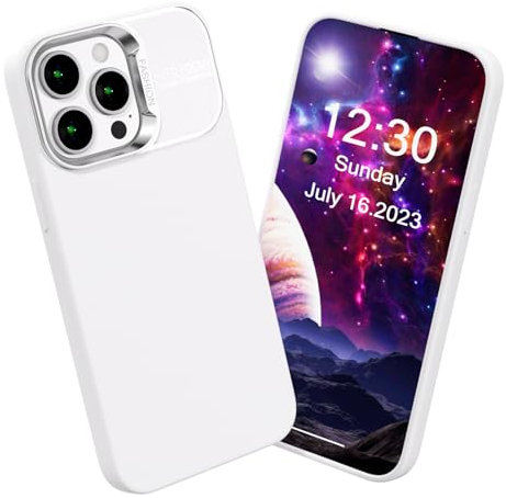 MINUUISCT Cover Compatibile con iPhone 15 Pro, Gomma Gel di Silicone Liquida Antiurto Custodia, Sottile in Custodia Protettiva con Tutto Il Corpo Tocco Morbido Setoso Cover-Bianco Puro