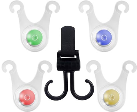 LED-Sicherheitslicht,Kinderwagenlicht,Kinderwagen Licht LED,LED Blinklicht,3 Leuchtfunktionen Kinderwagenlicht LED,Wickeltasche Kinderwagen Haken,Kinderwagen Haken,für Kinderwagen/Outdoor/Läufer