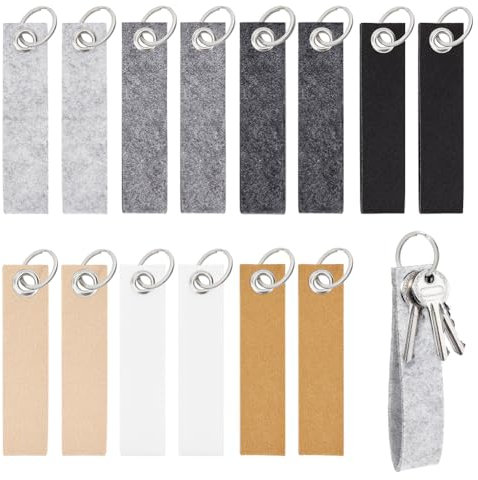 AHANDMAKER 21 Stück Filz-Schlüsselanhänger, Bunte Filzlasche, Beschreibbares Schlüsselband, DIY-Autotaschen-Dekoration Mit Edelstahlring Für Schlüssel, Taschen Und Geldbörsen