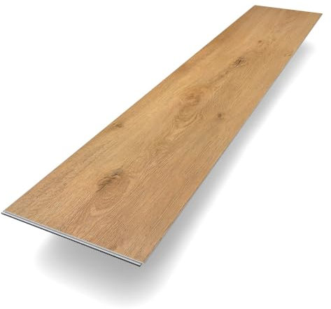 Vinylboden Klick Vinyl Premium Eiche Memmert | Braun Holzoptik | integrierte Trittschalldämmung | 1210 x 228 x 5 mm | Paket mit 2,2 m² | Fußbodenheizung geeignet | 100% wasserfest | Bodenglück